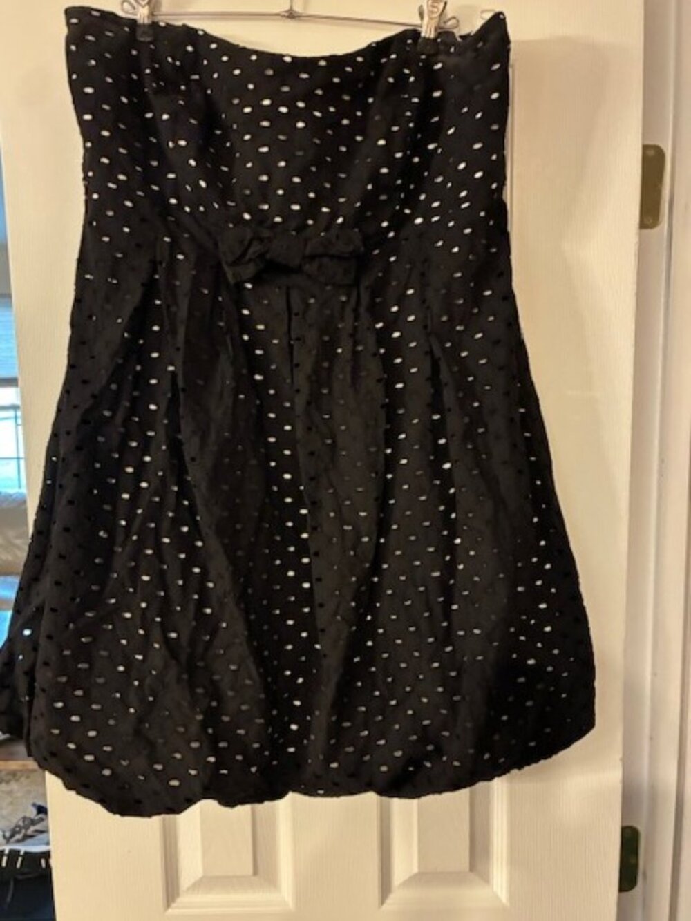 Torrid Women's Sz 20 Black White Polka Dot Bubble Strapless Cotton Dress Formal
